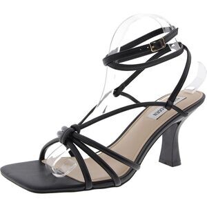 Steve Madden Womens Singapore Black Strappy Faux Leather Ankle Strap New